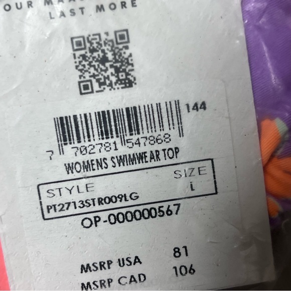 NWT Maaji Purple and Orange Paisley Handkerchief Reversible Bikini Swim Top - Picture 4 of 4